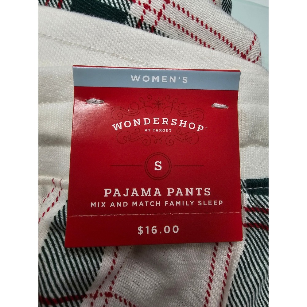 Wondershop Target Womens Cream Plaid Pajama Pants Green Red Holiday Small NEW‎ - Picture 3 of 6